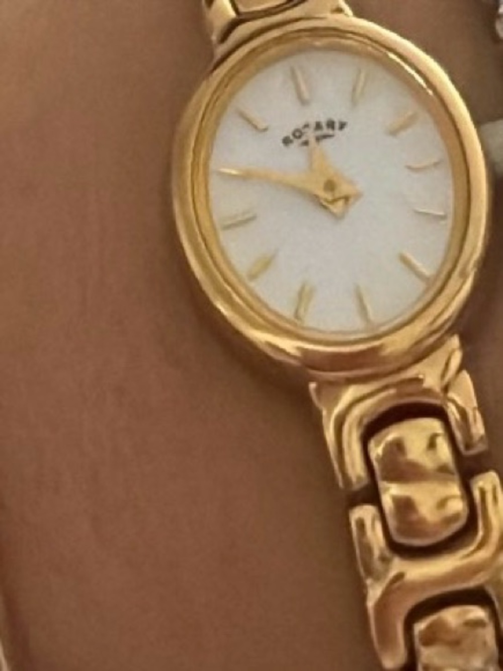 Vintage Rotary Gold-tone Bracelet Watch with White Dial